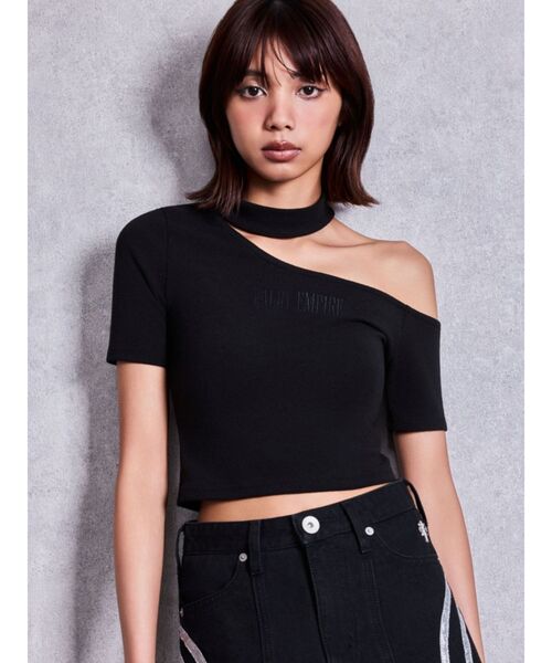 GYDA(ジェイダ)の「VALDY EMPIREワンショルチョーカートップス(Tシャツ/カットソー・レディース・カーキ/ブラック/オフホワイト・FREE)」の3枚目の写真