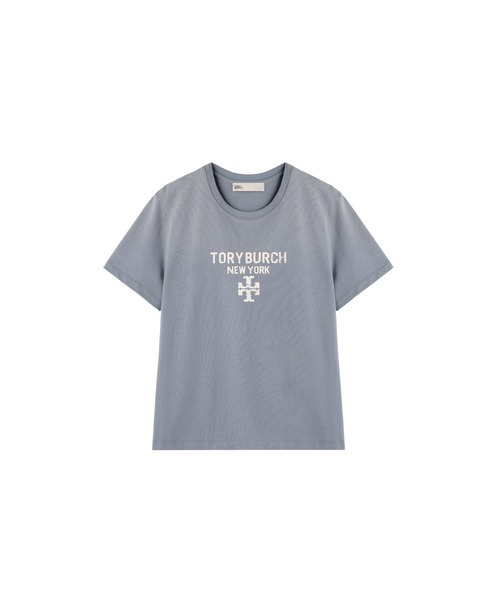 TORY BURCH(トリーバーチ)の「ディストレスト コットンTシャツ(Tシャツ/カットソー・レディース・レッド/ブルー・M/S)」の4枚目の写真
