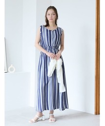 ストライプウエストシャーリングワンピース