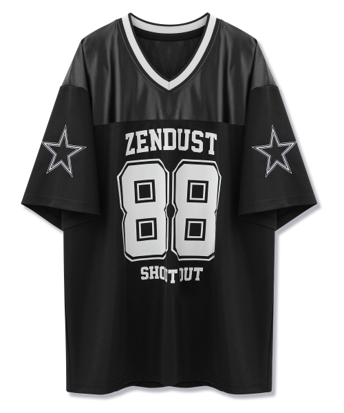 ZENDUST（ジェンダスト）の「Glow Squad Football Jersey T-shirt BLACK（Tシャツ/カットソー・レディース・ブラック・MEDIUM/LARGE）」の4枚目の写真