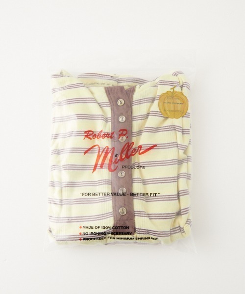 Robert P.Miller（ロバート ピー ミラー）の「[MILLER/ミラー] 別注 ヘンリーネックフードカットソー（Tシャツ/カットソー・レディース・イエロー/レッド/チャコール/ブルー/レンガ/ブラウン・F）」の11枚目の写真