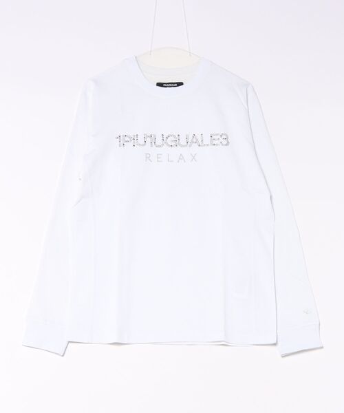 1PIU1UGUALE3 RELAX (ウノピゥウノウグァーレトレ リラックス)の「【1PIU1UGUALE3 RELAX】HOTFIX STUDS LOGO L/S T-SHIRT(Tシャツ/カットソー・メンズ・ブラック/ホワイト・X-LARGE/LARGE/MEDIUM)」の2枚目の写真