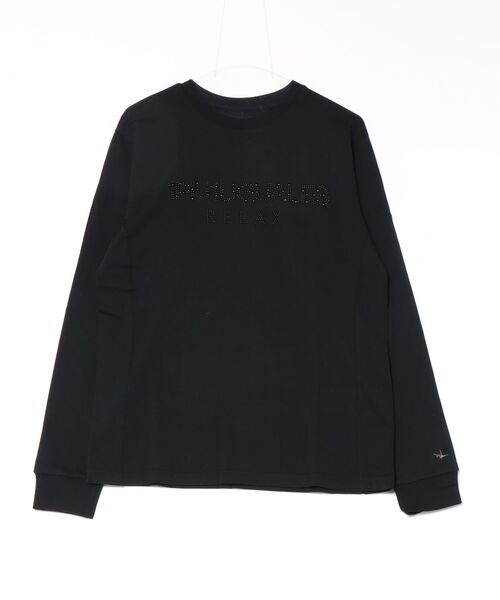 1PIU1UGUALE3 RELAX (ウノピゥウノウグァーレトレ リラックス)の「【1PIU1UGUALE3 RELAX】HOTFIX STUDS LOGO L/S T-SHIRT(Tシャツ/カットソー・メンズ・ブラック/ホワイト・X-LARGE/LARGE/MEDIUM)」の1枚目の写真