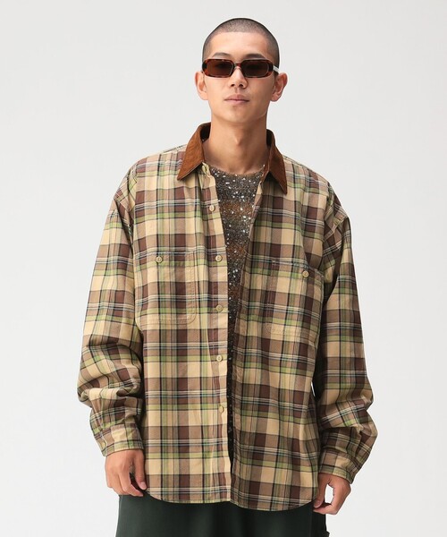 BEAMS（ビームス）の「ワーク チェック シャツ 【ワイドフィット】（シャツ/ブラウス・メンズ・ネイビー/ブラウン・X-LARGE/LARGE/MEDIUM/SMALL）」の5枚目の写真
