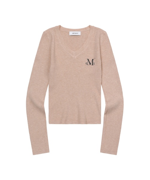 MUCENT(ムセント)の「ジャンニVネッククロップリブニット (5カラー)(ニット/セーター・レディース・ブラック/ベージュ/グレー/アイボリー/チャコール・FREE)」の5枚目の写真