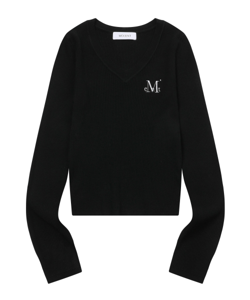 MUCENT(ムセント)の「ジャンニVネッククロップリブニット (5カラー)(ニット/セーター・レディース・ブラック/ベージュ/グレー/アイボリー/チャコール・FREE)」の9枚目の写真