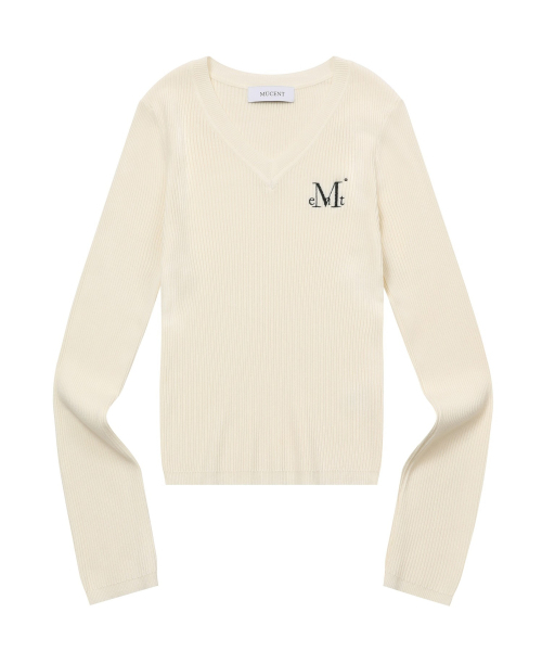 MUCENT(ムセント)の「ジャンニVネッククロップリブニット (5カラー)(ニット/セーター・レディース・ブラック/ベージュ/グレー/アイボリー/チャコール・FREE)」の11枚目の写真