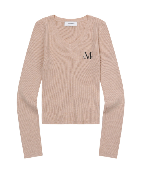 MUCENT(ムセント)の「ジャンニVネッククロップリブニット (5カラー)(ニット/セーター・レディース・ブラック/ベージュ/グレー/アイボリー/チャコール・FREE)」の13枚目の写真
