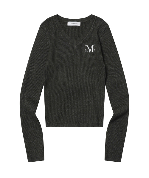 MUCENT(ムセント)の「ジャンニVネッククロップリブニット (5カラー)(ニット/セーター・レディース・ブラック/ベージュ/グレー/アイボリー/チャコール・FREE)」の17枚目の写真