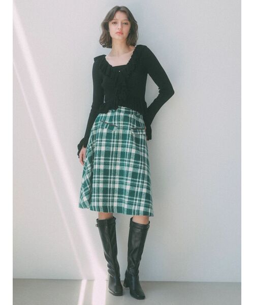 dazzlin(ダズリン)の「バリエミディフレアスカート(スカート・レディース・その他1/グリーン・MEDIUM/SMALL)」の4枚目の写真