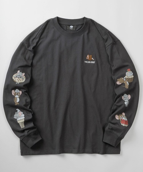 Tom&Jerry(トムアンドジェリー)の「【71】【TOM&JERRY/トムとジェリー】クルーネック ロングスリーブ Tシャツ/袖プリント&刺繍/ヴィンテージ風/ユニセックス/レディース/メンズ(Tシャツ/カットソー・レディース・ベージュ/ブラック/ブラック系/アイボリー・M/L/XL)」の3枚目の写真