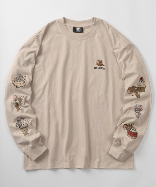 Tom&Jerry(トムアンドジェリー)の「【71】【TOM&JERRY/トムとジェリー】クルーネック ロングスリーブ Tシャツ/袖プリント&刺繍/ヴィンテージ風/ユニセックス/レディース/メンズ(Tシャツ/カットソー・レディース・ベージュ/ブラック/ブラック系/アイボリー・M/L/XL)」の4枚目の写真