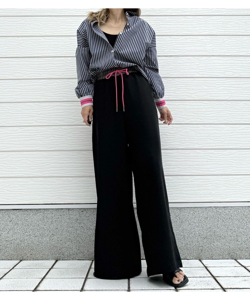 Q（キュー）の「【秋の大本命】ストライプリブドッキングシャツ　2026秋冬　MUSTBUY　定番（シャツ/ブラウス・レディース・ブラック系・MEDIUM）」の20枚目の写真