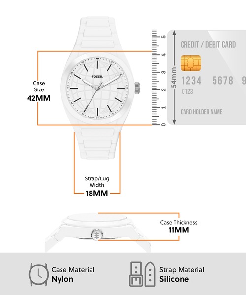 FOSSIL(フォッシル)の「フォッシル 腕時計 メンズ アナログ シリコン FS6176(アナログ腕時計・メンズ・ホワイト・FREE)」の5枚目の写真