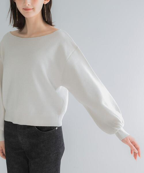 URBAN RESEARCH ROSSO WOMEN(アーバンリサーチ ロッソ)の「『一部WEB限定カラー』2WAYオフショルスウェットニット(ニット/セーター・レディース・ホワイト系その他/ネイビー・FREE)」の14枚目の写真