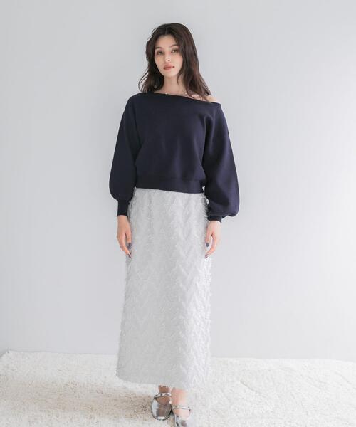 URBAN RESEARCH ROSSO WOMEN(アーバンリサーチ ロッソ)の「『一部WEB限定カラー』2WAYオフショルスウェットニット(ニット/セーター・レディース・ホワイト系その他/ネイビー・FREE)」の20枚目の写真