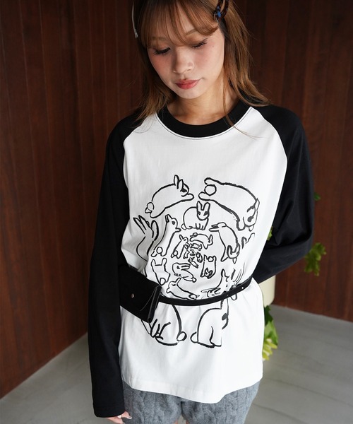 SANSeLF(サンセルフ)の「【SANSeLF】アニマルラグランプリントトップス saw26a009(Tシャツ/カットソー・レディース・ホワイト・FREE)」の2枚目の写真