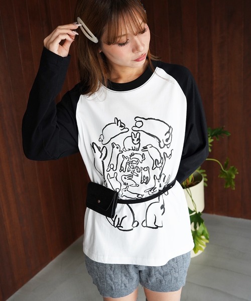 SANSeLF(サンセルフ)の「【SANSeLF】アニマルラグランプリントトップス saw26a009(Tシャツ/カットソー・レディース・ホワイト・FREE)」の8枚目の写真