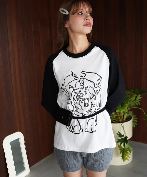 SANSeLF(サンセルフ)の「【SANSeLF】アニマルラグランプリントトップス saw26a009(Tシャツ/カットソー・レディース・ホワイト・FREE)」の9枚目の写真
