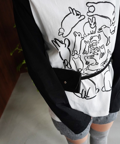 SANSeLF(サンセルフ)の「【SANSeLF】アニマルラグランプリントトップス saw26a009(Tシャツ/カットソー・レディース・ホワイト・FREE)」の4枚目の写真