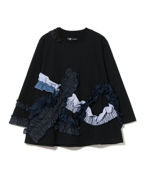 TORI-TO（トリト）の「【別注】TORI-TO × BEAMS BOY / ウェーブ フリル ロング スリーブ Tシャツ（Tシャツ/カットソー・レディース・ブラック/ホワイト・ONE SIZE）」の9枚目の写真