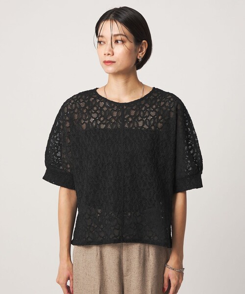 green label relaxing(グリーンレーベルリラクシング)の「レース プルオーバー カットソー(Tシャツ/カットソー・レディース・ブラック/ホワイト・FREE)」の6枚目の写真