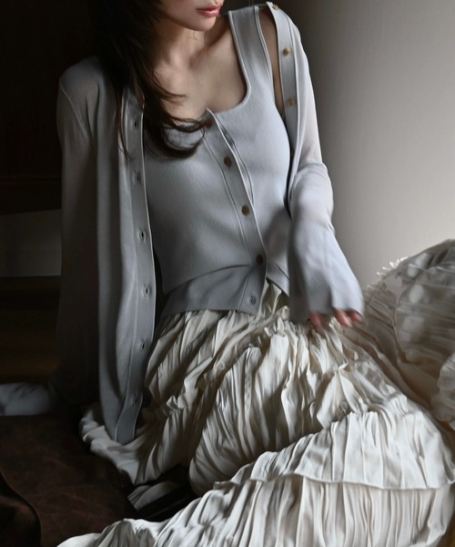 WILLFULLY(ウィルフリー)の「shirt collar & tank knit ensemble(ニット/セーター・レディース・アイボリー/ブルー系その他/ライトピンク・FREE)」の4枚目の写真