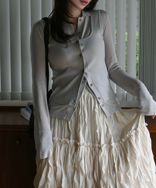 WILLFULLY(ウィルフリー)の「shirt collar & tank knit ensemble(ニット/セーター・レディース・アイボリー/ブルー系その他/ライトピンク・FREE)」の5枚目の写真
