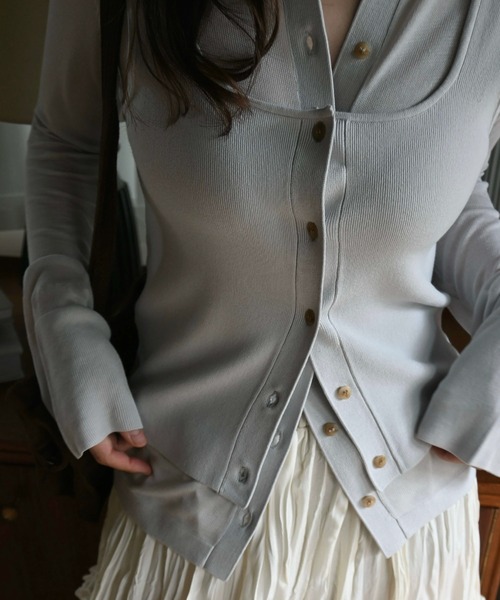 WILLFULLY(ウィルフリー)の「shirt collar & tank knit ensemble(ニット/セーター・レディース・アイボリー/ブルー系その他/ライトピンク・FREE)」の6枚目の写真