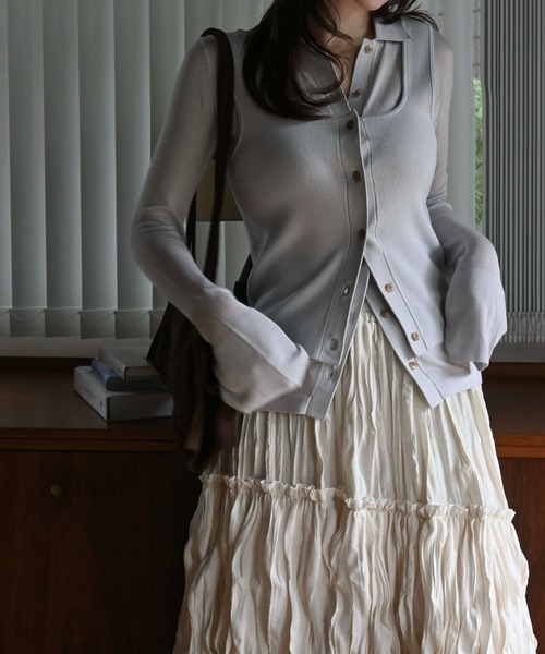 WILLFULLY(ウィルフリー)の「shirt collar & tank knit ensemble(ニット/セーター・レディース・アイボリー/ブルー系その他/ライトピンク・FREE)」の9枚目の写真