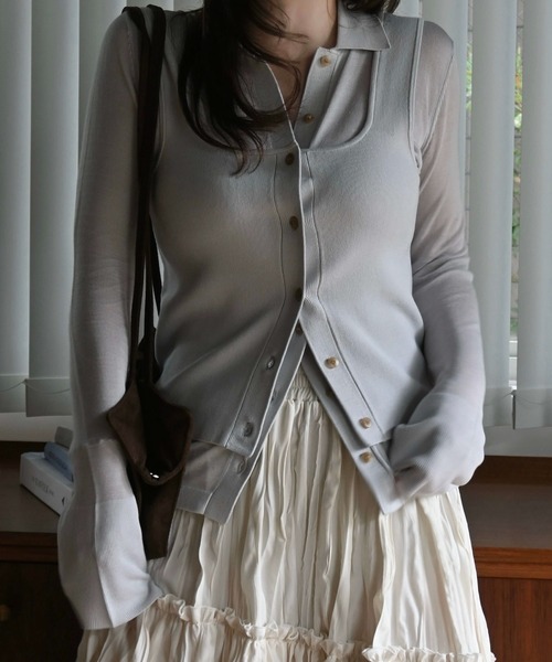 WILLFULLY(ウィルフリー)の「shirt collar & tank knit ensemble(ニット/セーター・レディース・アイボリー/ブルー系その他/ライトピンク・FREE)」の11枚目の写真