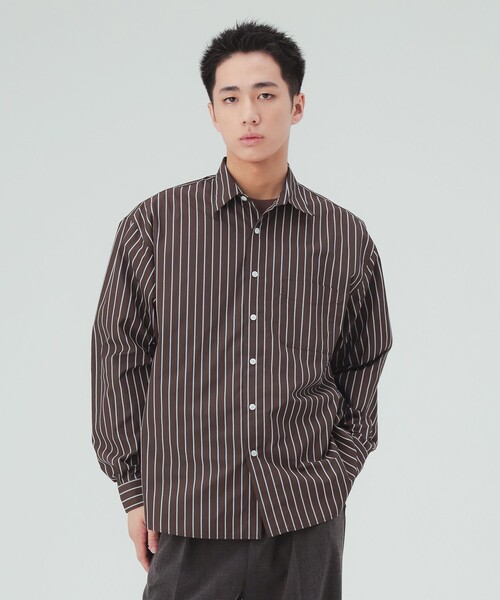 BEAMS HEART（ビームスハート）の「ストライプ レギュラーカラーシャツ（シャツ/ブラウス・メンズ・ブルー/ブラウン・LARGE/SMALL）」の7枚目の写真