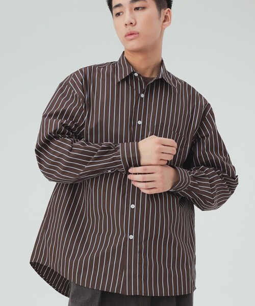 BEAMS HEART（ビームスハート）の「ストライプ レギュラーカラーシャツ（シャツ/ブラウス・メンズ・ブルー/ブラウン・LARGE/SMALL）」の8枚目の写真
