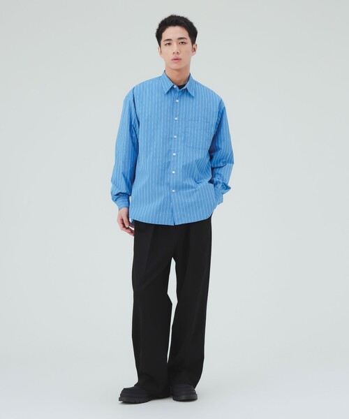 BEAMS HEART（ビームスハート）の「ストライプ レギュラーカラーシャツ（シャツ/ブラウス・メンズ・ブルー/ブラウン・LARGE/SMALL）」の9枚目の写真