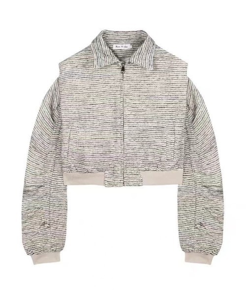 Teem Store(チームストア)の「ドロストシャーリング ツイードジップブルゾン(ブルゾン・レディース・グレー・M)」の6枚目の写真