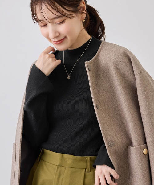 ROPE' PICNIC(ロペピクニック)の「アンチピリングプチハイネックニット(ニット/セーター・レディース・グレー/マスタード/ブラック/キナリ・FREE)」の1枚目の写真