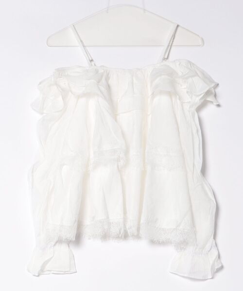MAGASIN DE MODE Chou Chou（マガジンデモードシュシュ）の「【MAGASIN DE MODE Chou Chou】2way オフショルダーフリルブラウス SNF（シャツ/ブラウス・レディース・グレー/ブラック/ホワイト・FREE）」の2枚目の写真