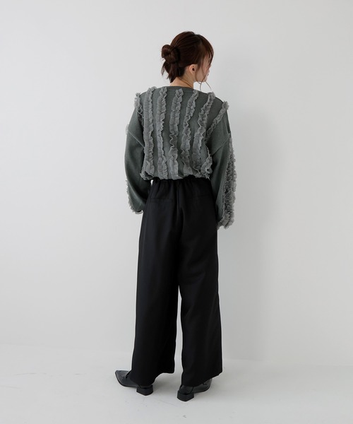 AMUU. PRECIEUSE(アムープレシューズ)の「【4サイズ展開】ツータックワイドスラックスパンツ(スラックス・レディース・グレー/ブラック/ブラウン・S/M/TM/PS)」の8枚目の写真