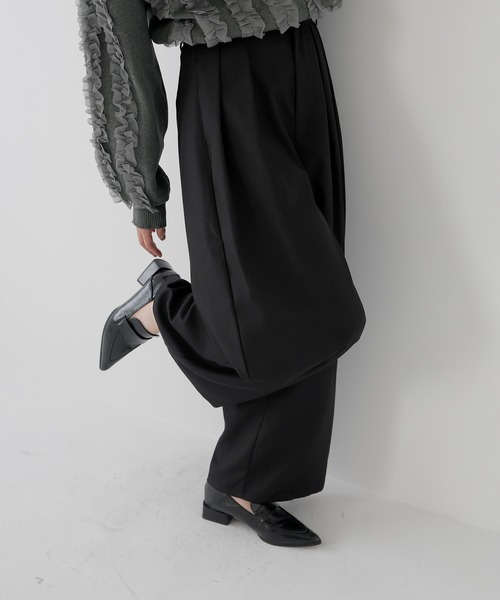 AMUU. PRECIEUSE(アムープレシューズ)の「【4サイズ展開】ツータックワイドスラックスパンツ(スラックス・レディース・グレー/ブラック/ブラウン・S/M/TM/PS)」の10枚目の写真