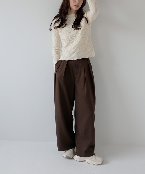 AMUU. PRECIEUSE(アムープレシューズ)の「【4サイズ展開】ツータックワイドスラックスパンツ(スラックス・レディース・グレー/ブラック/ブラウン・S/M/TM/PS)」の16枚目の写真