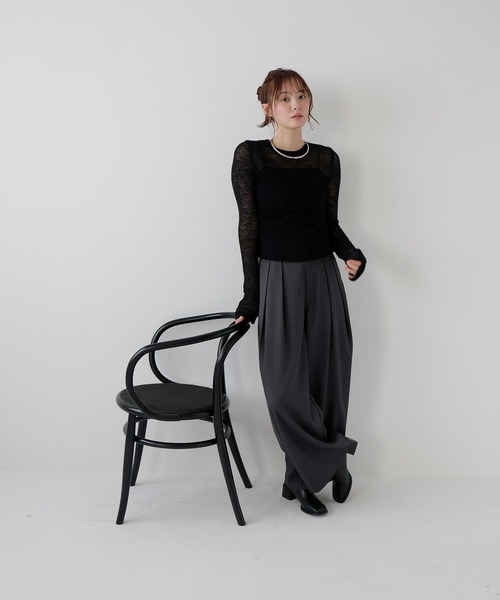 AMUU. PRECIEUSE(アムープレシューズ)の「【4サイズ展開】ツータックワイドスラックスパンツ(スラックス・レディース・グレー/ブラック/ブラウン・S/M/TM/PS)」の19枚目の写真