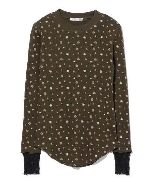 BEAMS COUTURE(ビームスクチュール)の「花柄 サーマル トップス(Tシャツ/カットソー・レディース・クリーム/カーキ・ONE SIZE)」の3枚目の写真