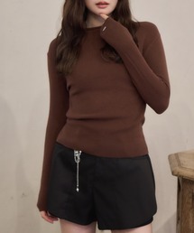 ロゴプレートリブニット