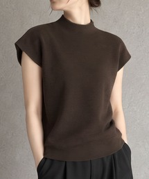 プチハイネックフレンチスリーブニットプルオーバー
