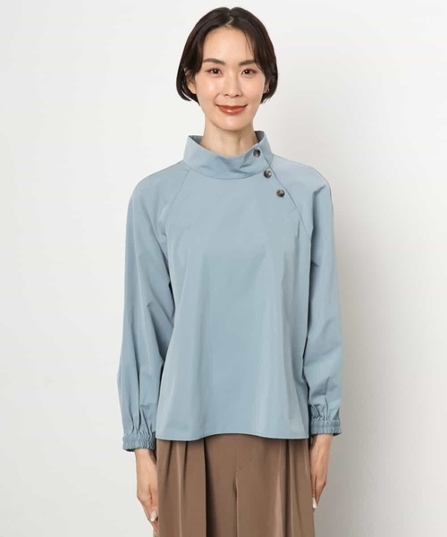 MICHEL KLEIN（ミッシェル・クラン）の「スタンドカラーブラウス（シャツ/ブラウス・レディース・ダークインディゴブルー/ブラウン・38）」の7枚目の写真