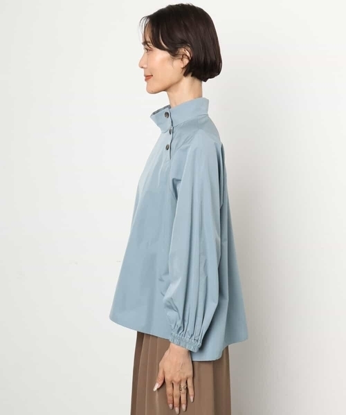 MICHEL KLEIN（ミッシェル・クラン）の「スタンドカラーブラウス（シャツ/ブラウス・レディース・ダークインディゴブルー/ブラウン・38）」の8枚目の写真