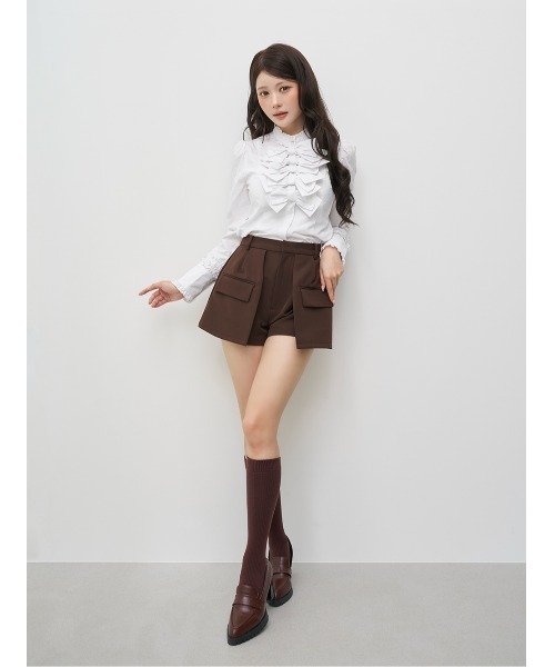 AmeliaMoi(アメリアモワ)の「AmeliaMoiベルシエルショートパンツ(その他パンツ・レディース・その他/ブラウン/ライトベージュ/ネイビー・FREE)」の9枚目の写真