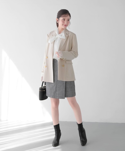 Mirenue(ミレニュー)の「袖口レーステーラードジャケット(テーラードジャケット・レディース・ネイビー/ピンク/アイボリー・FREE)」の9枚目の写真