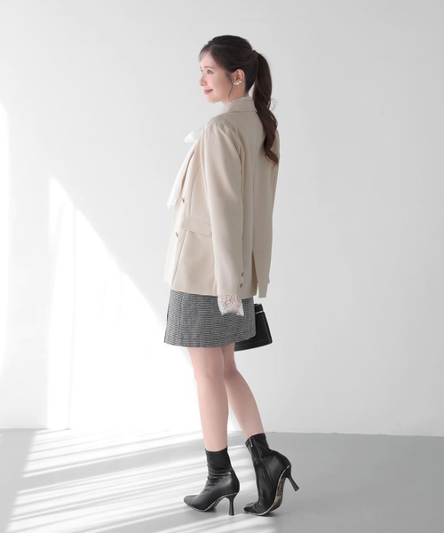 Mirenue(ミレニュー)の「袖口レーステーラードジャケット(テーラードジャケット・レディース・ネイビー/ピンク/アイボリー・FREE)」の10枚目の写真