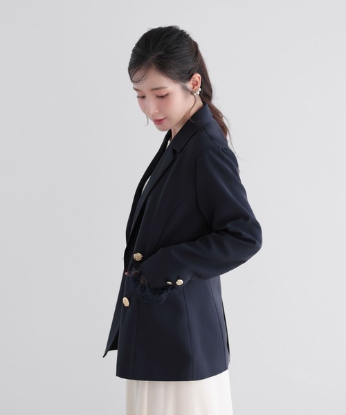 Mirenue(ミレニュー)の「袖口レーステーラードジャケット(テーラードジャケット・レディース・ネイビー/ピンク/アイボリー・FREE)」の20枚目の写真